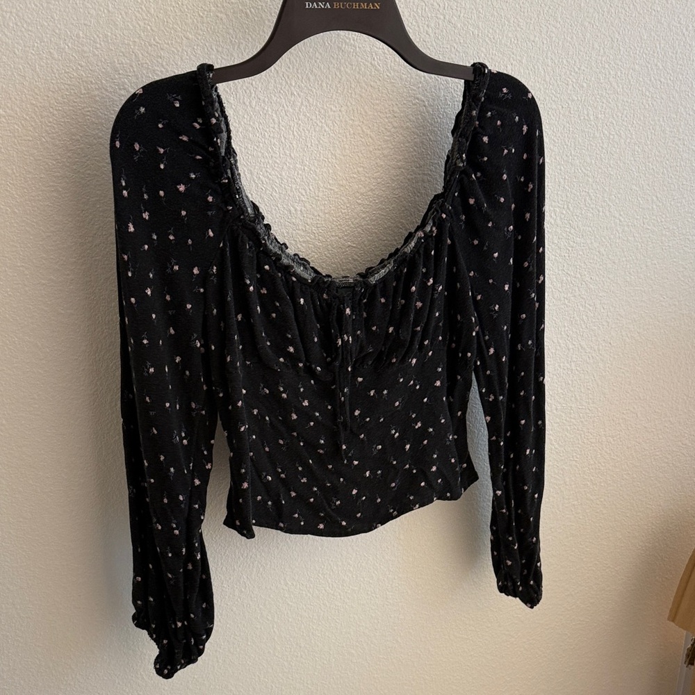 Wild Fable Black Blouse with Pink Accents